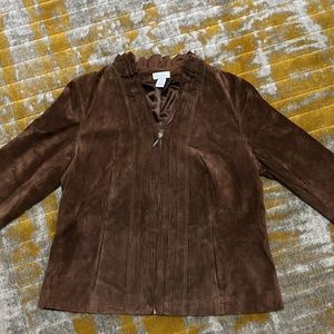 Chicos ruffle suede jacket
